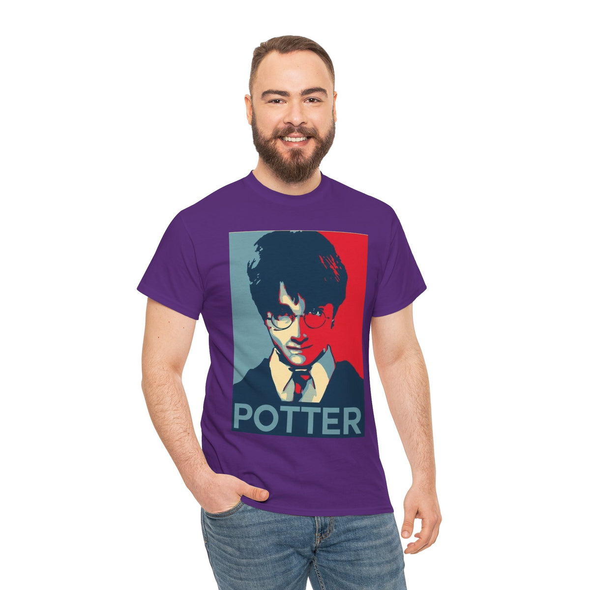 Harry Potter Inspired Vintage Wizard Portrait Cotton T‑Shirt — 'Potter' Graphic Tee