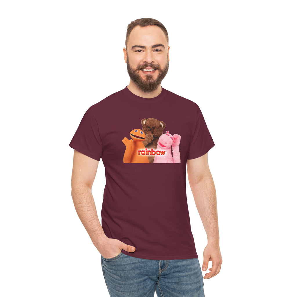 Rainbow Kids TV Zippy, George and Bungle Puppets T-Shirt — Cute Teddy & Hand Puppets Graphic Tee