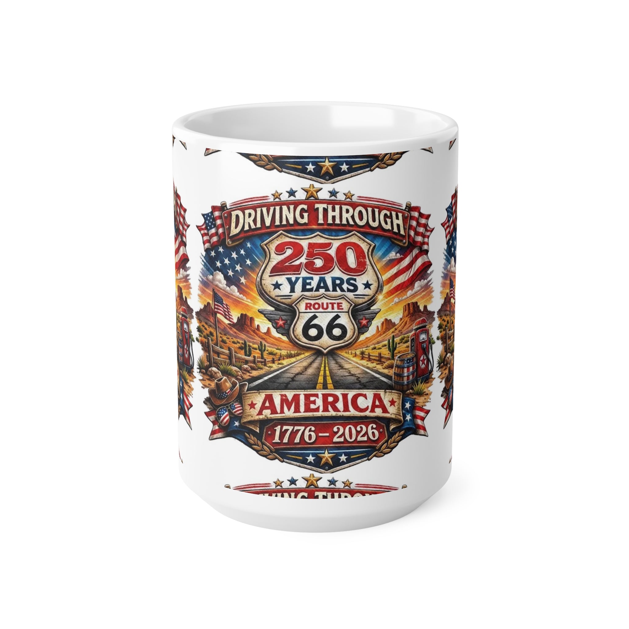 Route 66 250 Years America Mug – 1776-2026 Commemorative Ceramic Coffee Cup (11oz/15oz)