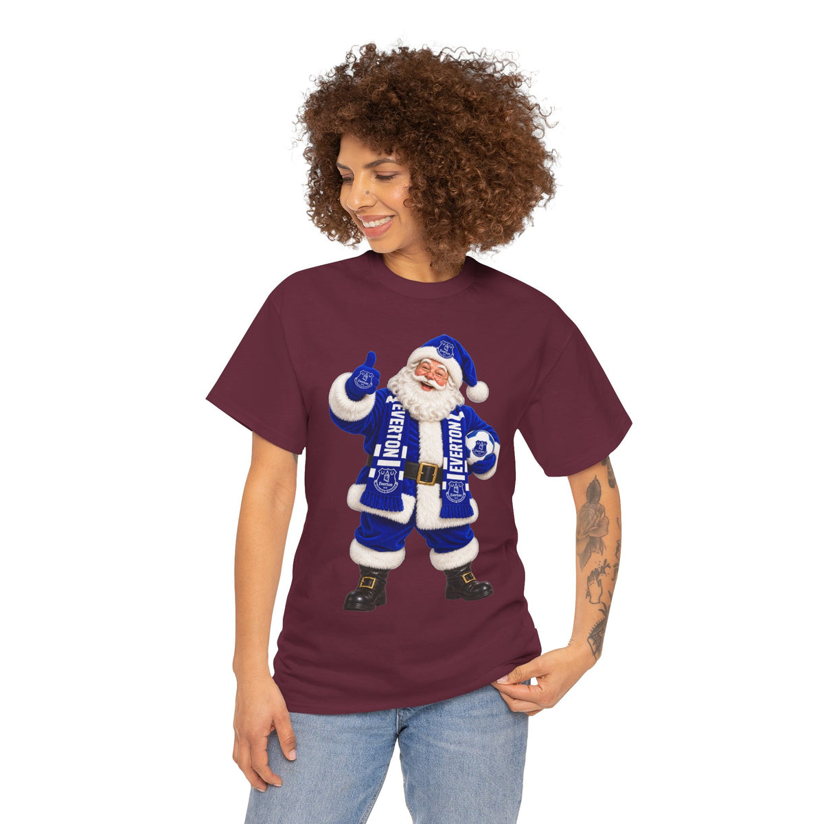 Everton Santa Scarf Christmas Tee - Holiday Vintage Santa T-Shirt