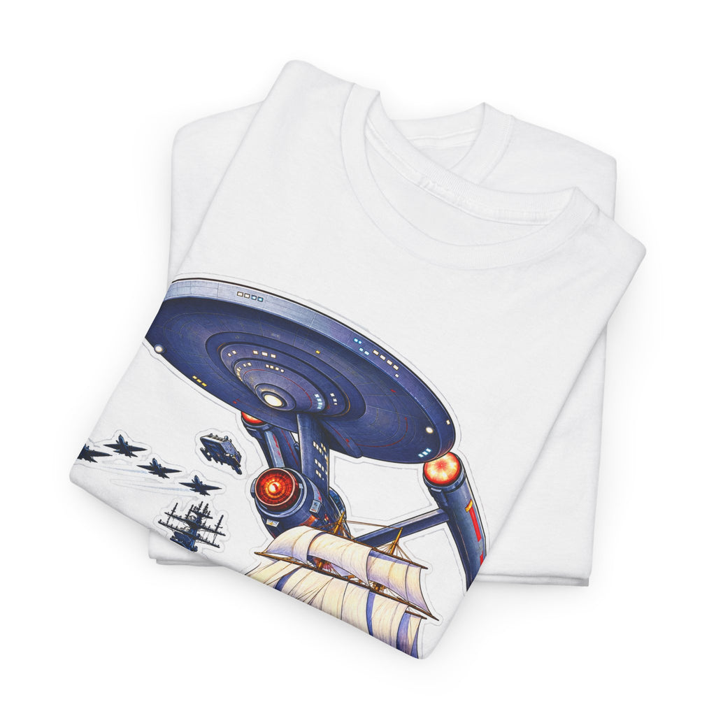 Nautical Starship Called Enterprise T-Shirt — Vintage Sailing Ship Meets Spaceship Graphic Tee