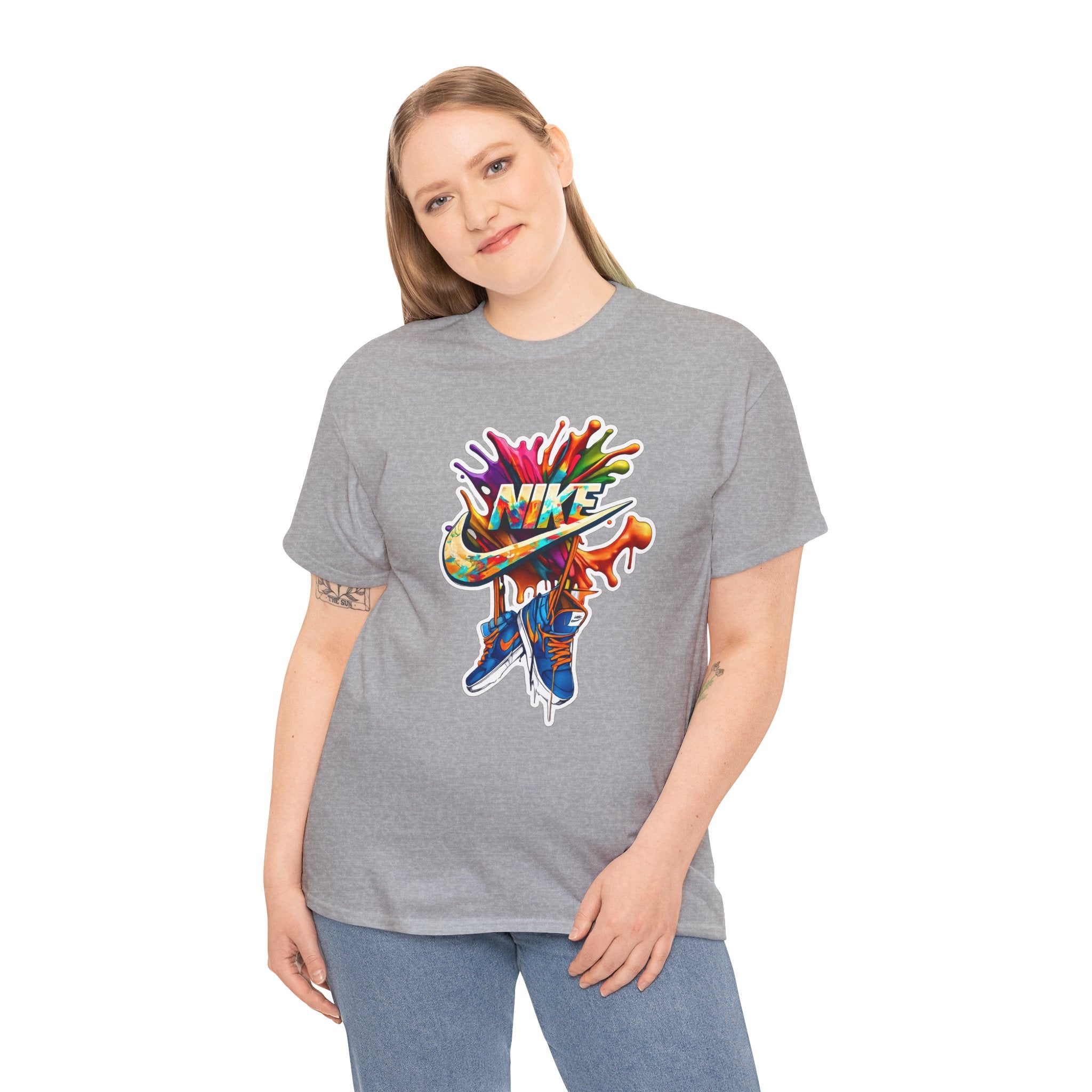 Nike Inspired Splash Graphic Tee — Colorful Sneaker Streetwear T-Shirt