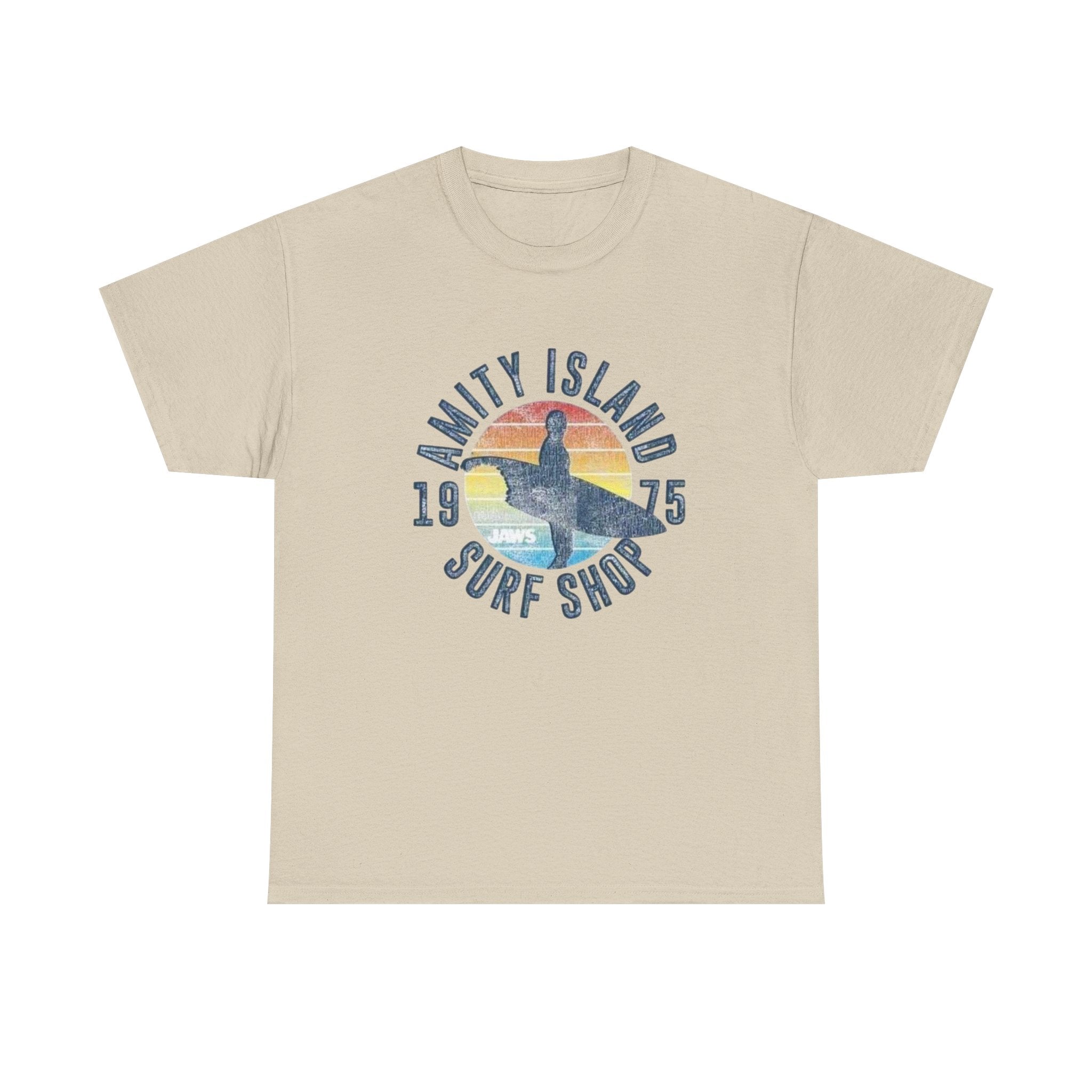 Amity Island Surf Shop Tee — Vintage Surfer Graphic T-Shirt (1975)