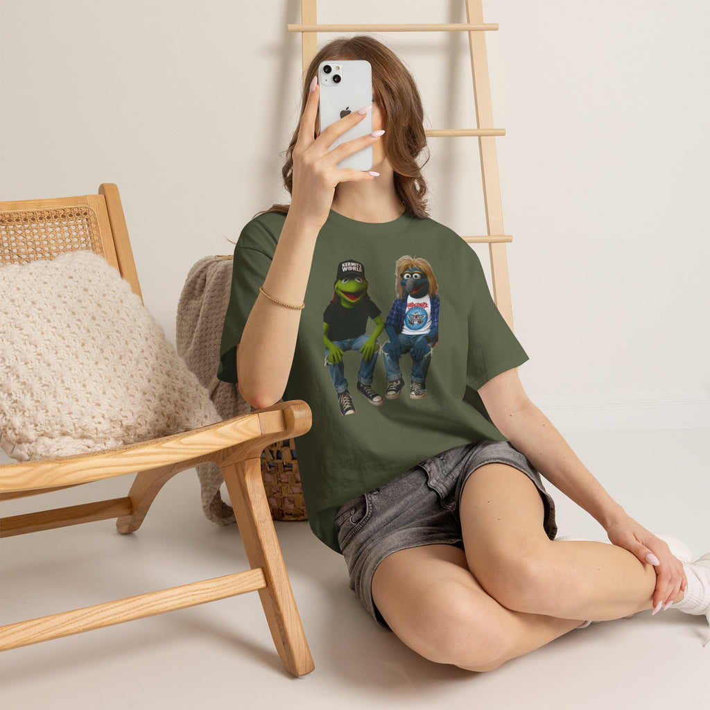 Kermit & Gonzo Waynes World Inspired Character Graphic T-Shirt