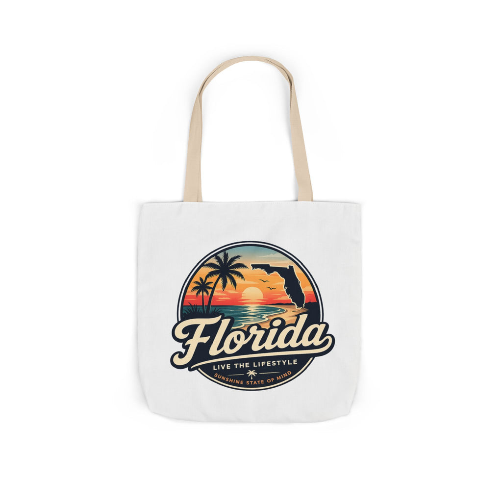 Florida Sunset Canvas Tote Bag — Retro Palm Beach Design