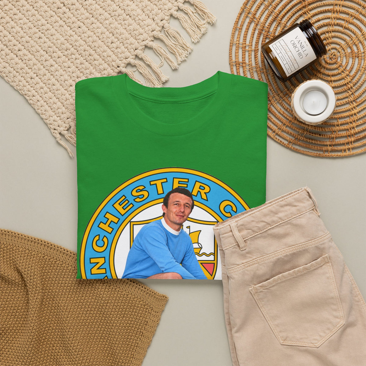 Mike Summerbee Manchester City Vintage Soccer Tee — Retro Player Crest Graphic