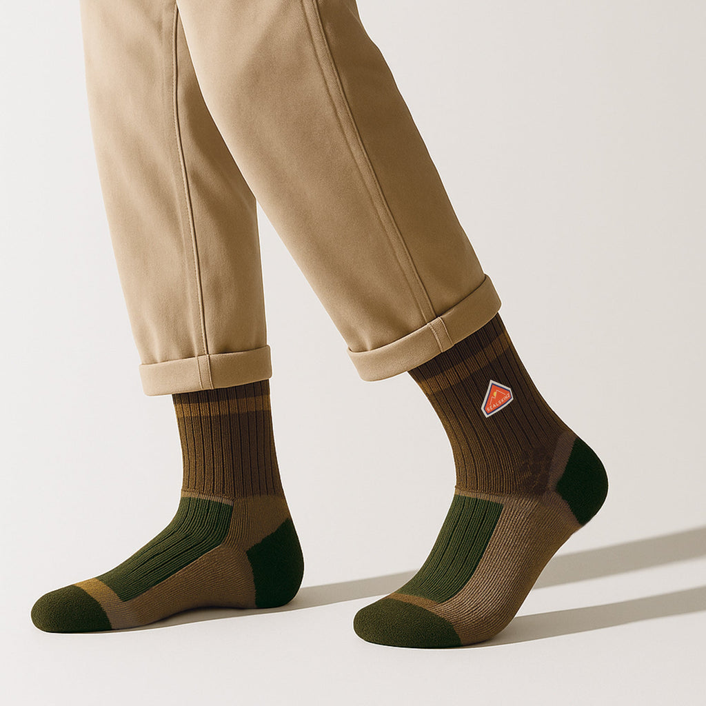 Recycled Wool Mid Colour Block Hiking Socks for Men and Women