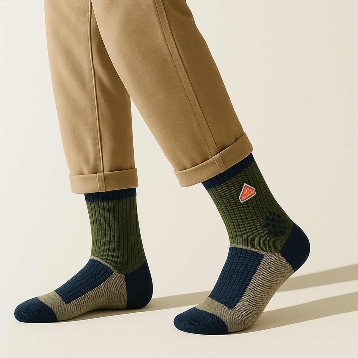 Recycled Wool Mid Colour Block Hiking Socks for Men and Women