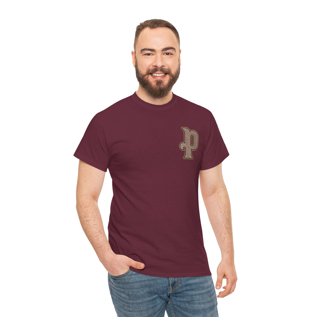Retro 'p' Pep Inspired Manchester City Cotton Tee — Vintage Brown Monogram T-Shirt