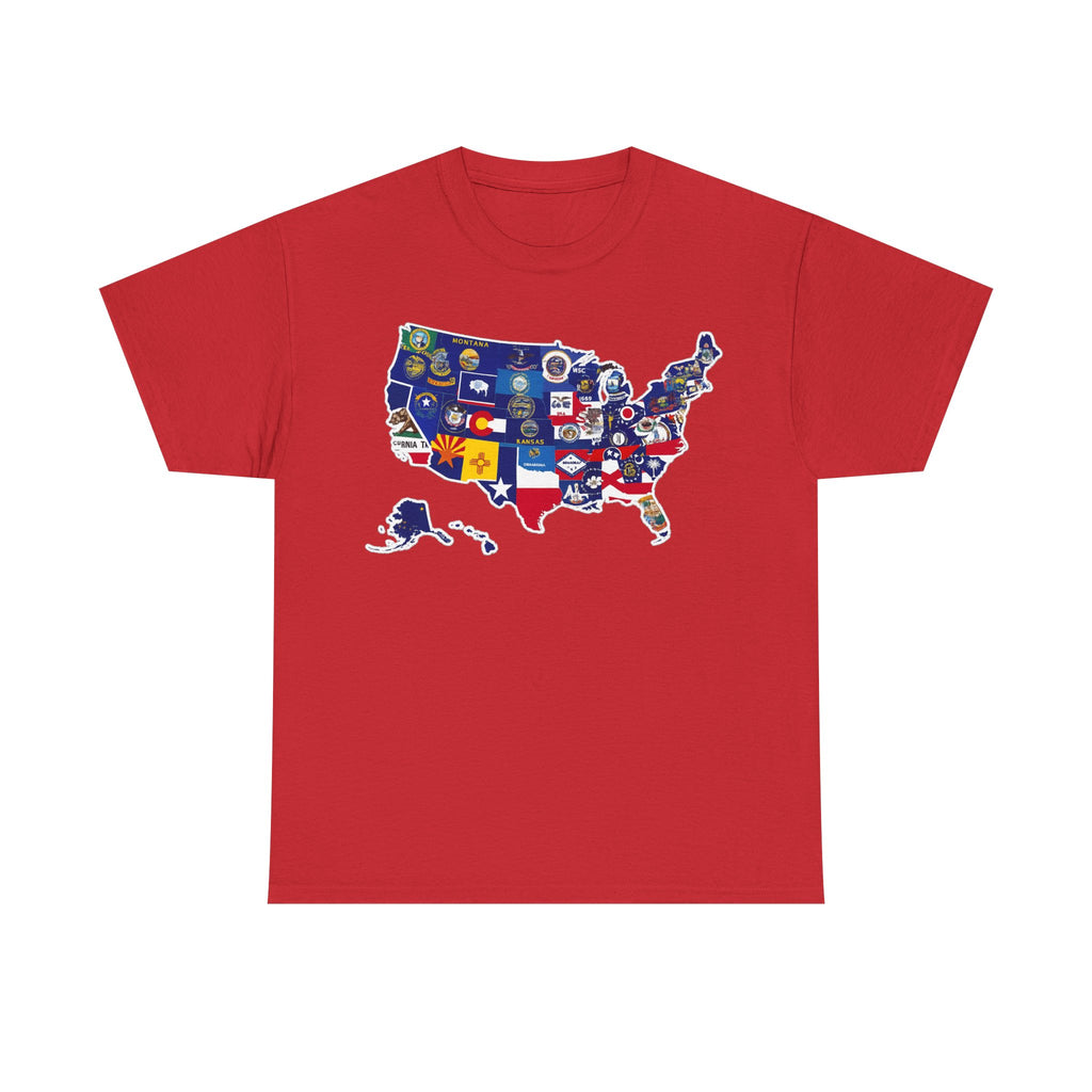 USA Map Flag T-Shirt — United States State Flag Map Tee
