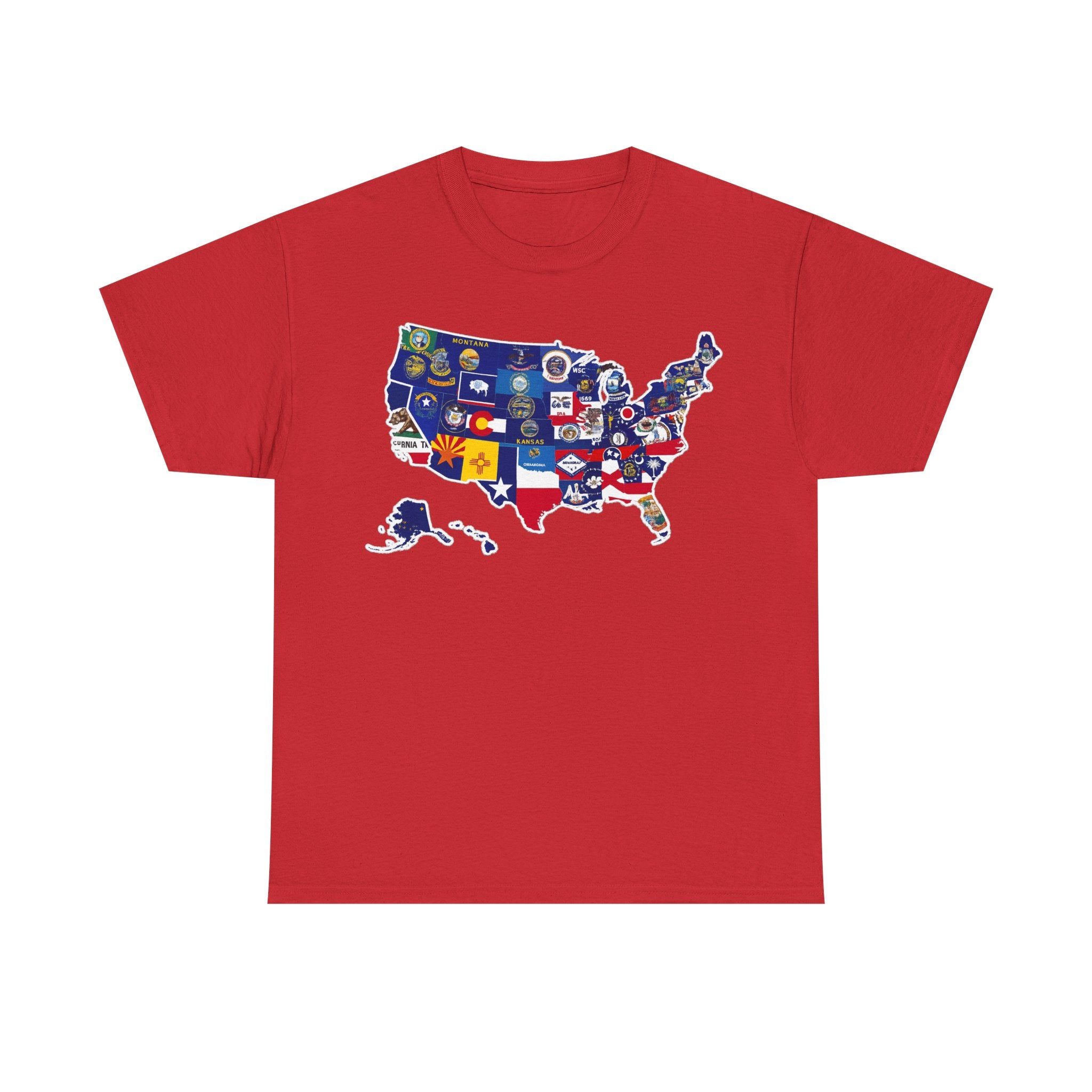 USA Map Flag T-Shirt — United States State Flag Map Tee