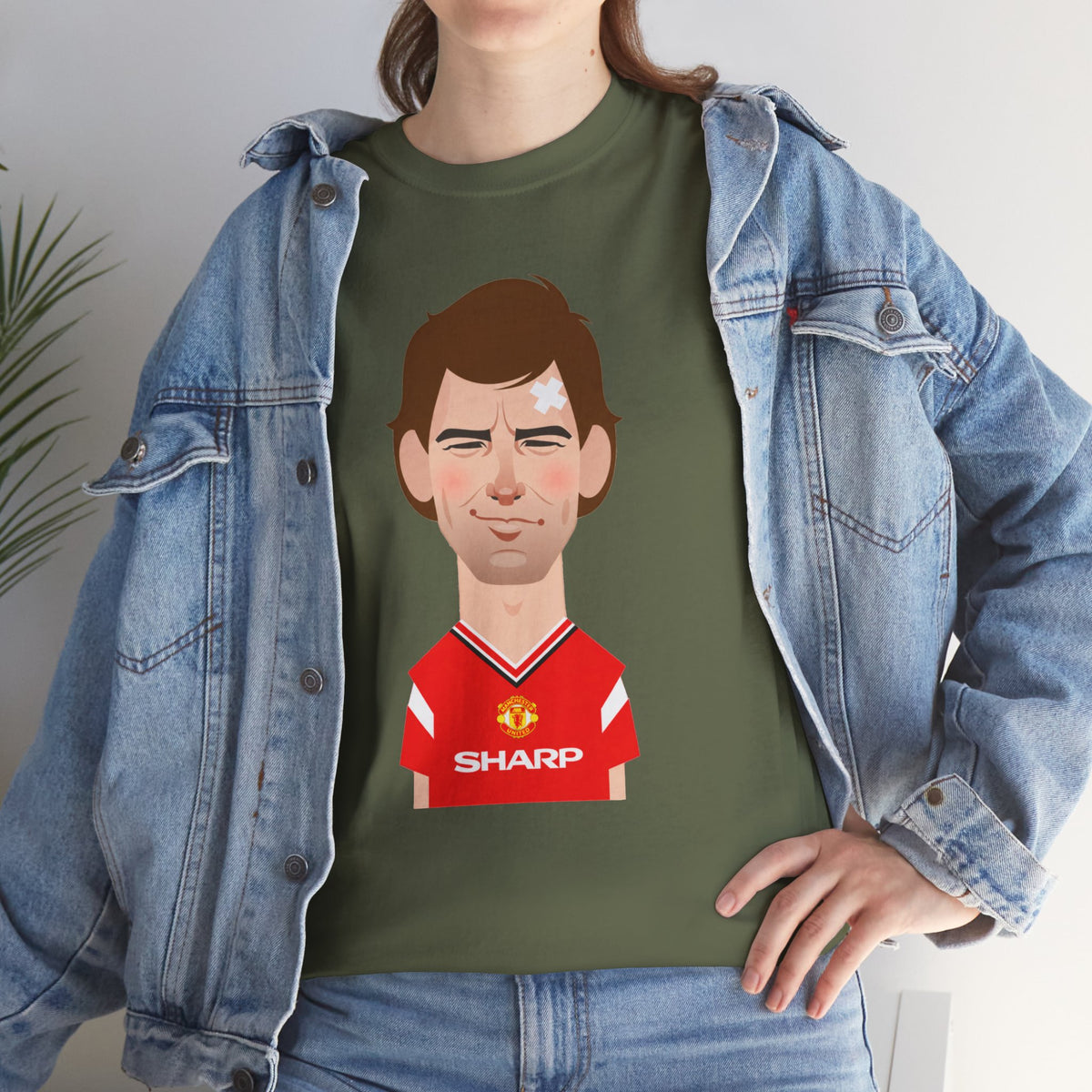 Bryan Robson Manchester United Legend Portrait Cotton T-Shirt