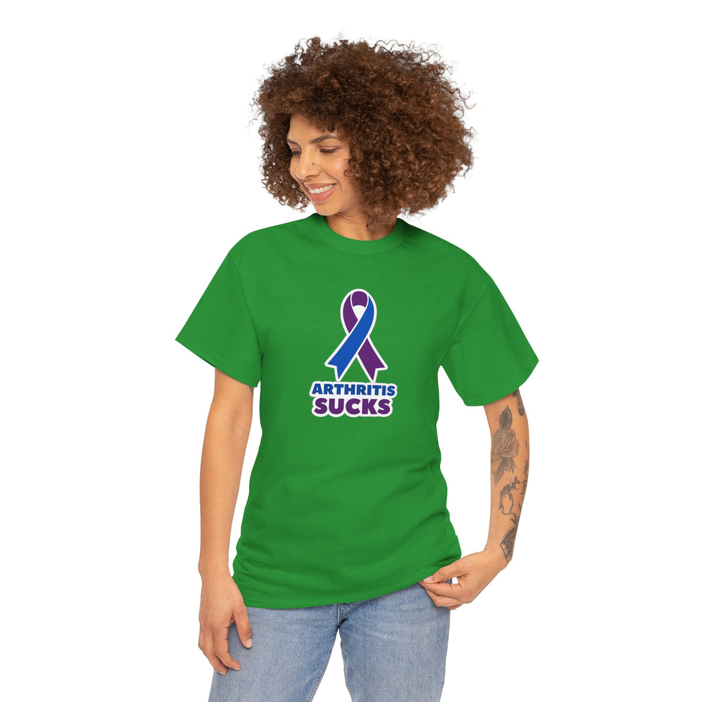 Arthritis Sucks Awareness T-Shirt — Purple & Blue Ribbon Support Tee