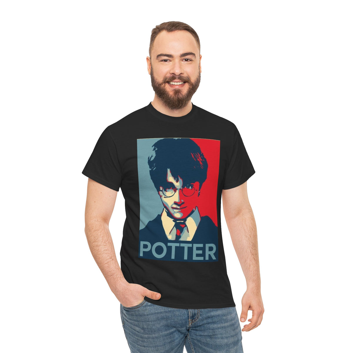 Harry Potter Inspired Vintage Wizard Portrait Cotton T‑Shirt — 'Potter' Graphic Tee
