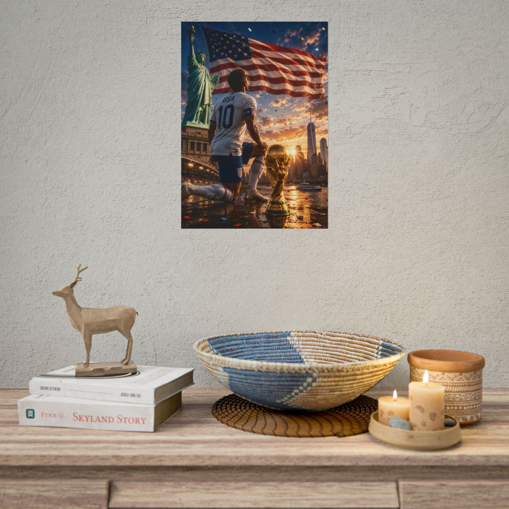 USA World Cup 2026 Soccer Victory Poster - Patriotic World Cup Triumph Rolled Poster