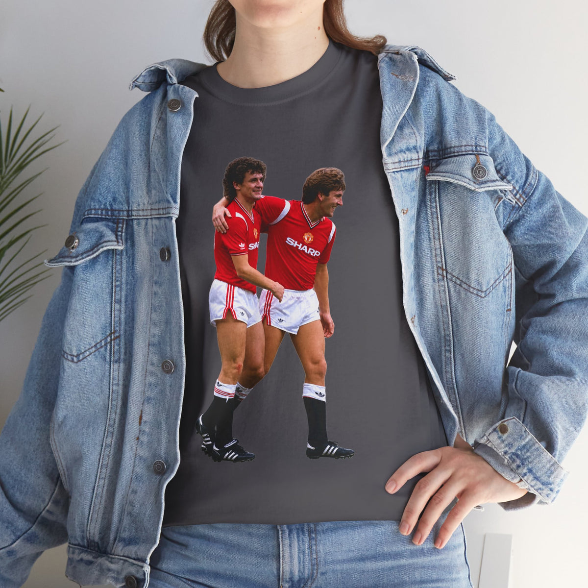 Hughes and Whiteside Manchester United Legend Teammates Graphic Cotton T-Shirt / Tee