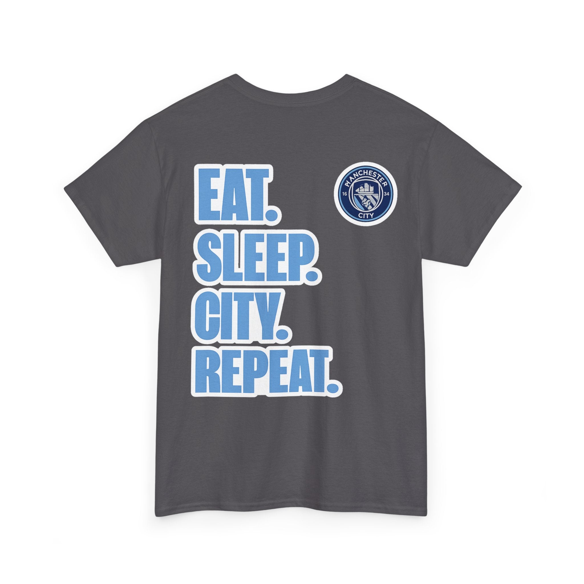Manchester City T-Shirt – 'Eat. Sleep. City. Repeat.' Football Fan Tee