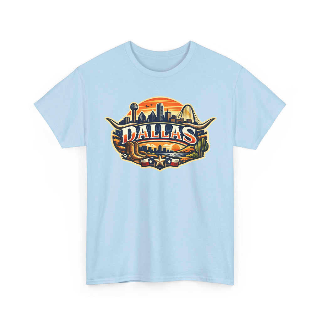 Dallas Skyline Retro Tee — Vintage Cityscape T‑Shirt with 'Dallas' Graphic