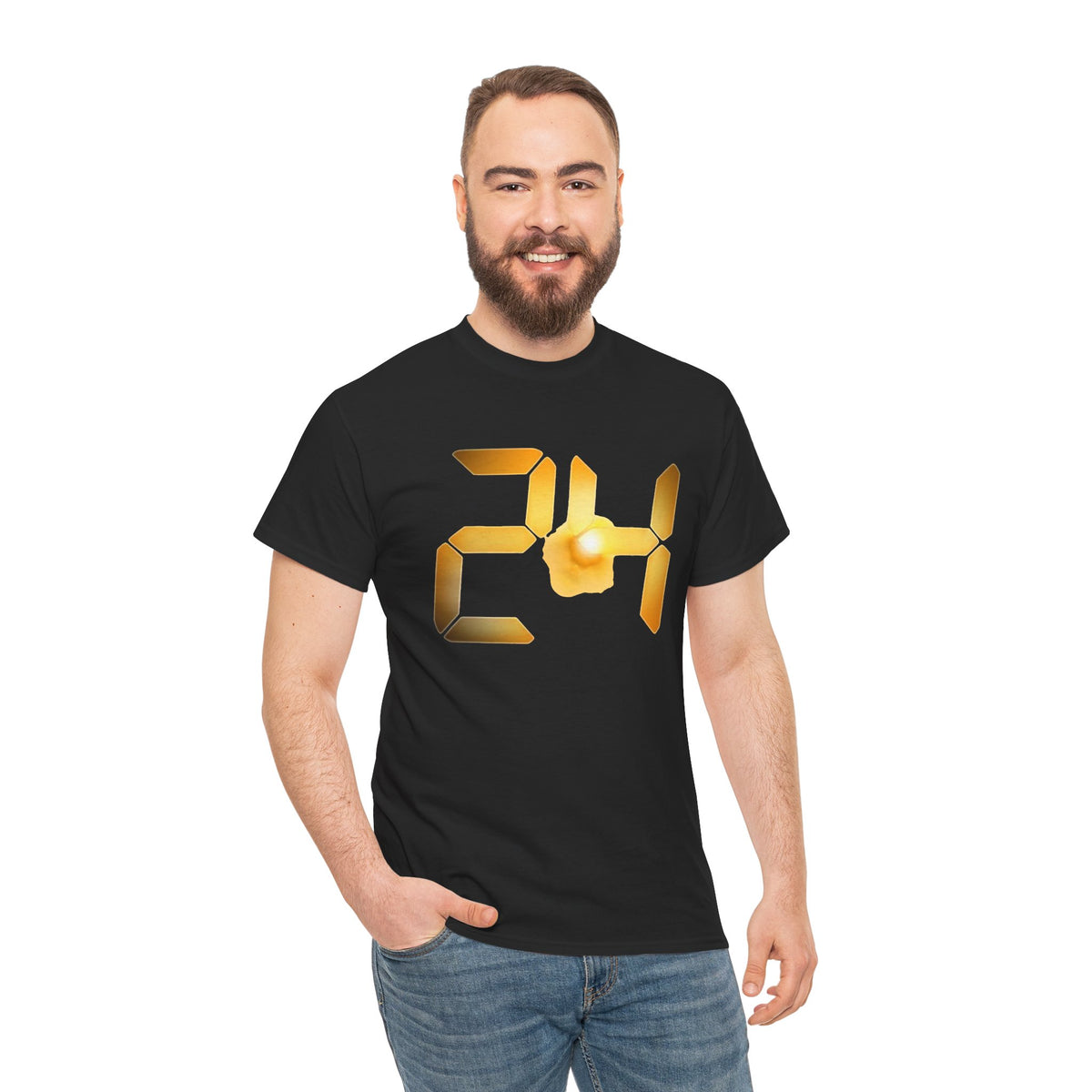 24 TV Show Inspired Tee — Gold Digital Clock Logo