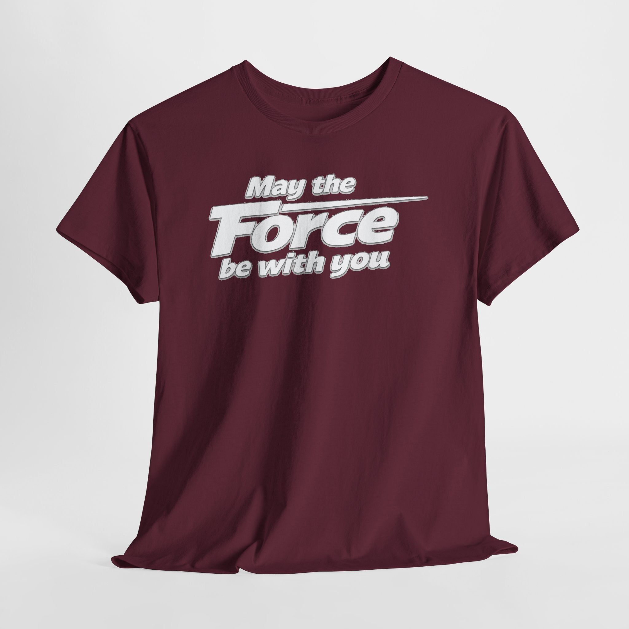 "May the Force Be With You" Retro Embossed Graphic T‑Shirt —