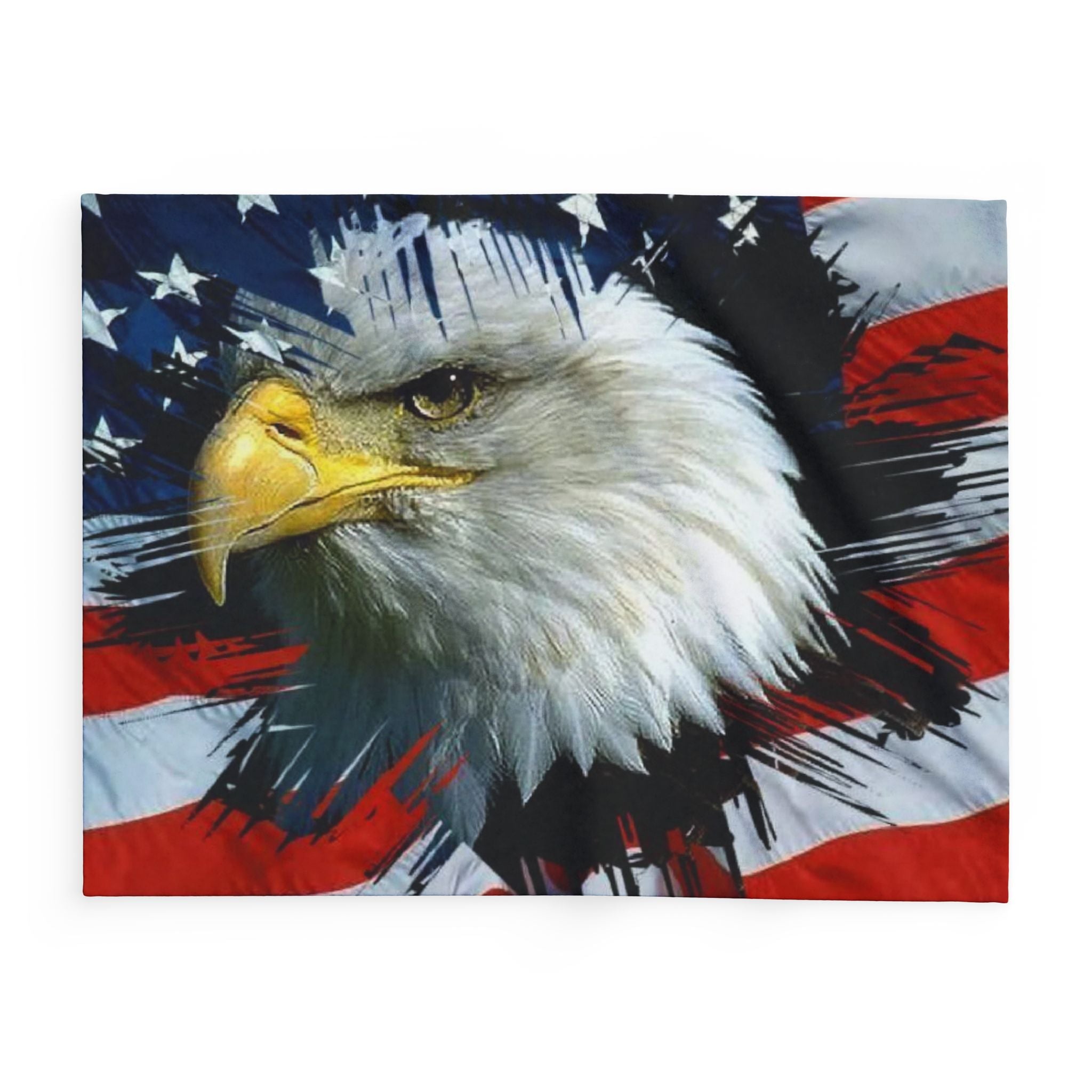 Patriotic Bald Eagle Fleece Blanket — American Flag Throw for 4th of July & Veterans