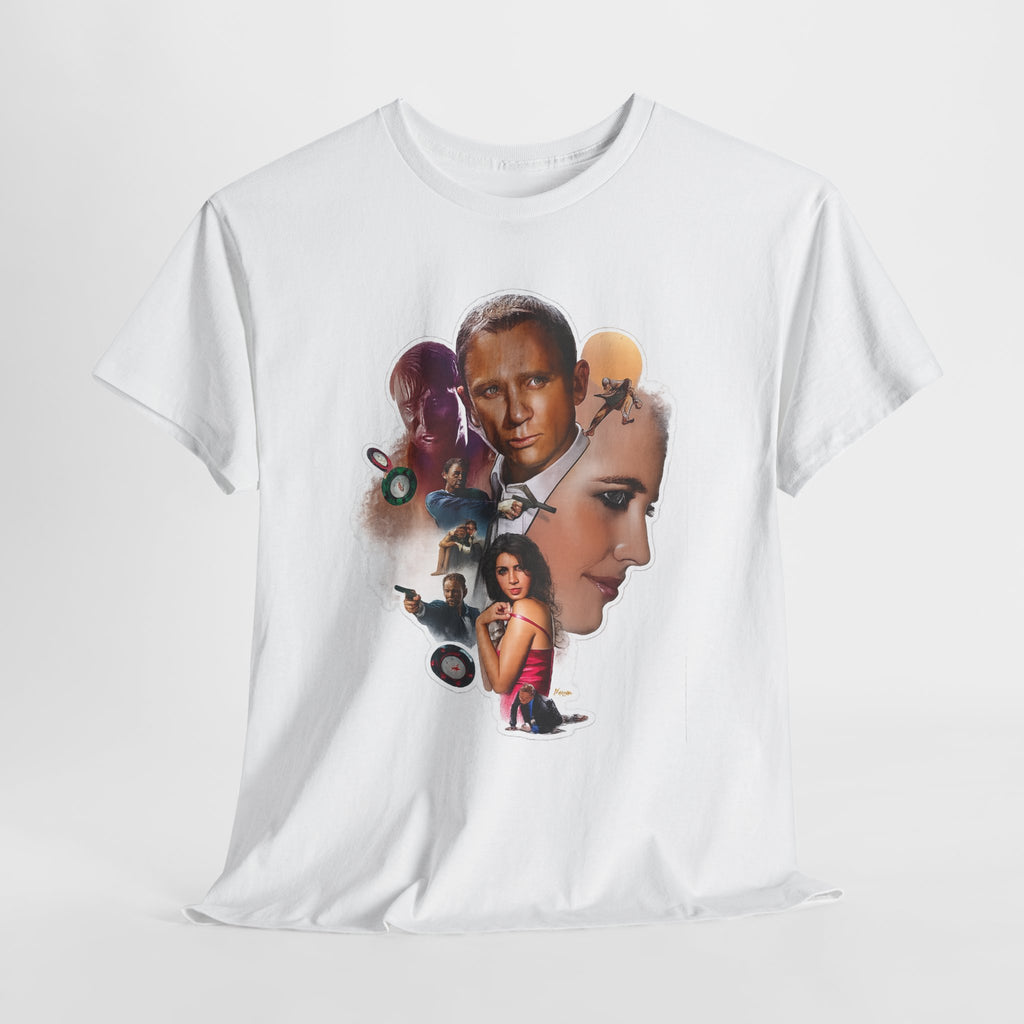Jame Bond Movie Collage T‑Shirt — Vintage Film Noir Portrait Tee