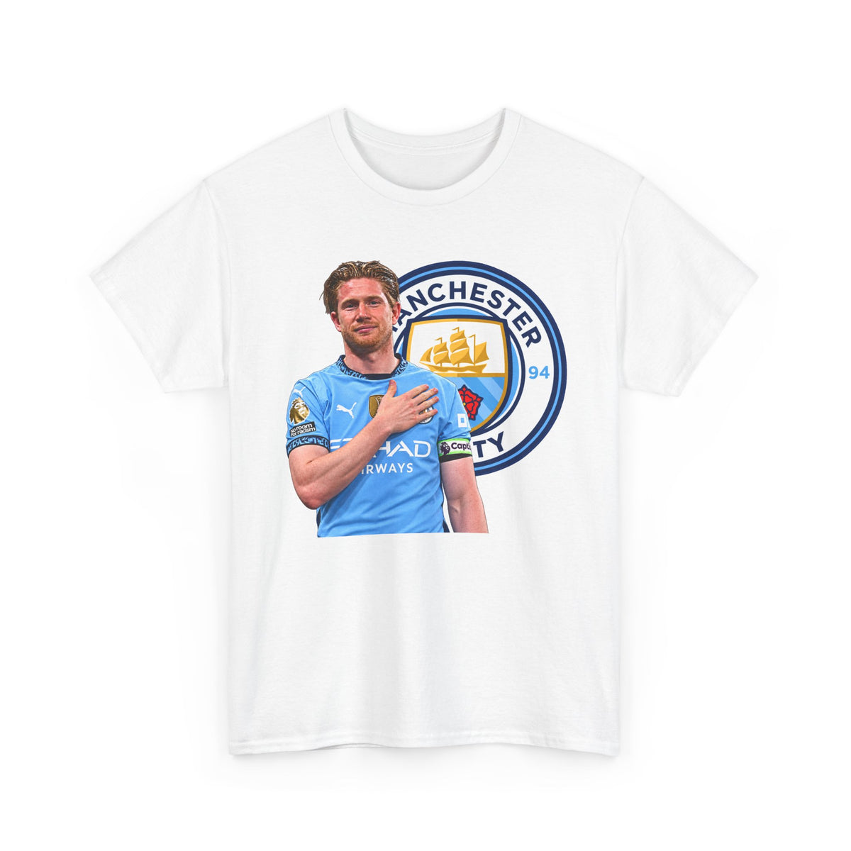 Kevin De Bruyne Manchester City Legend Cotton T-Shirt — Player Tribute Tee (Heart Badge Design)
