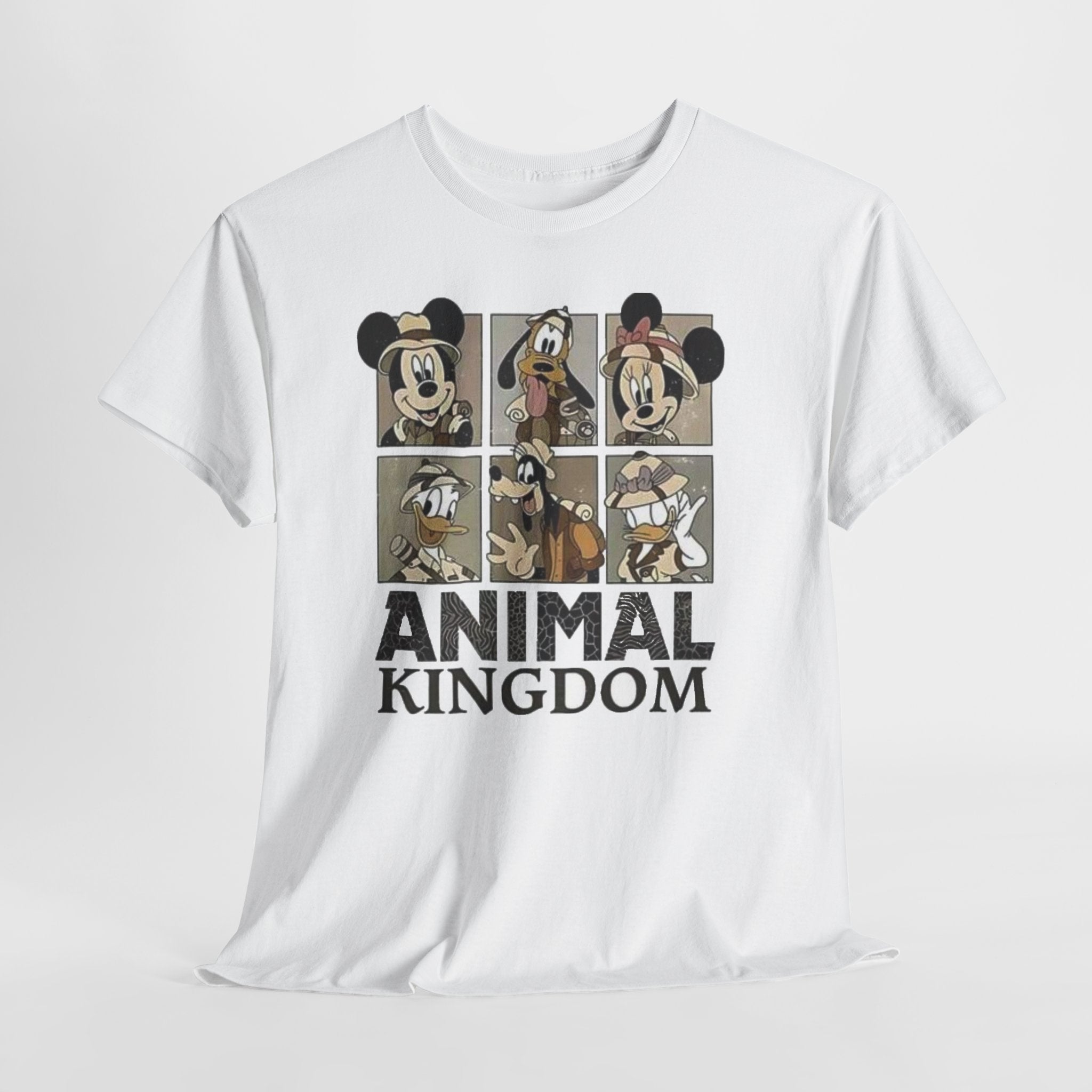 Animal Kingdom Graphic Tee — Vintage Cartoon Character Panel