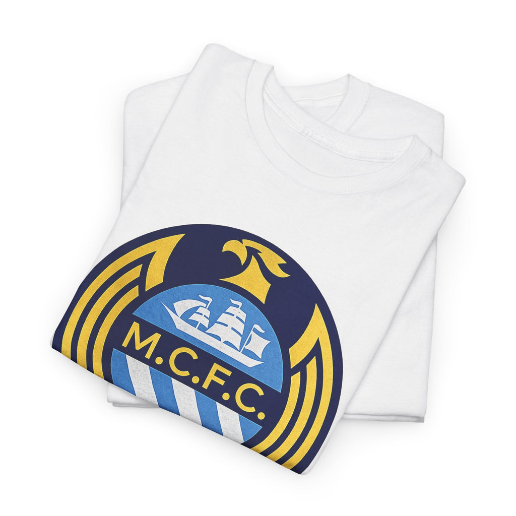 MCFC Crest T-Shirt — Vintage Blue & Gold Soccer Tee