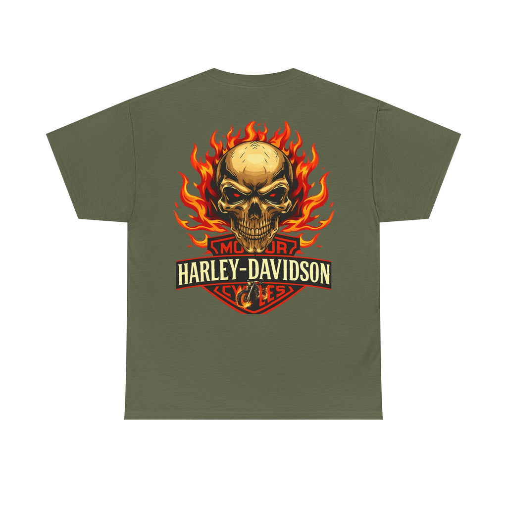Harley-Davidson Flame Skull Inspired Cotton T-Shirt