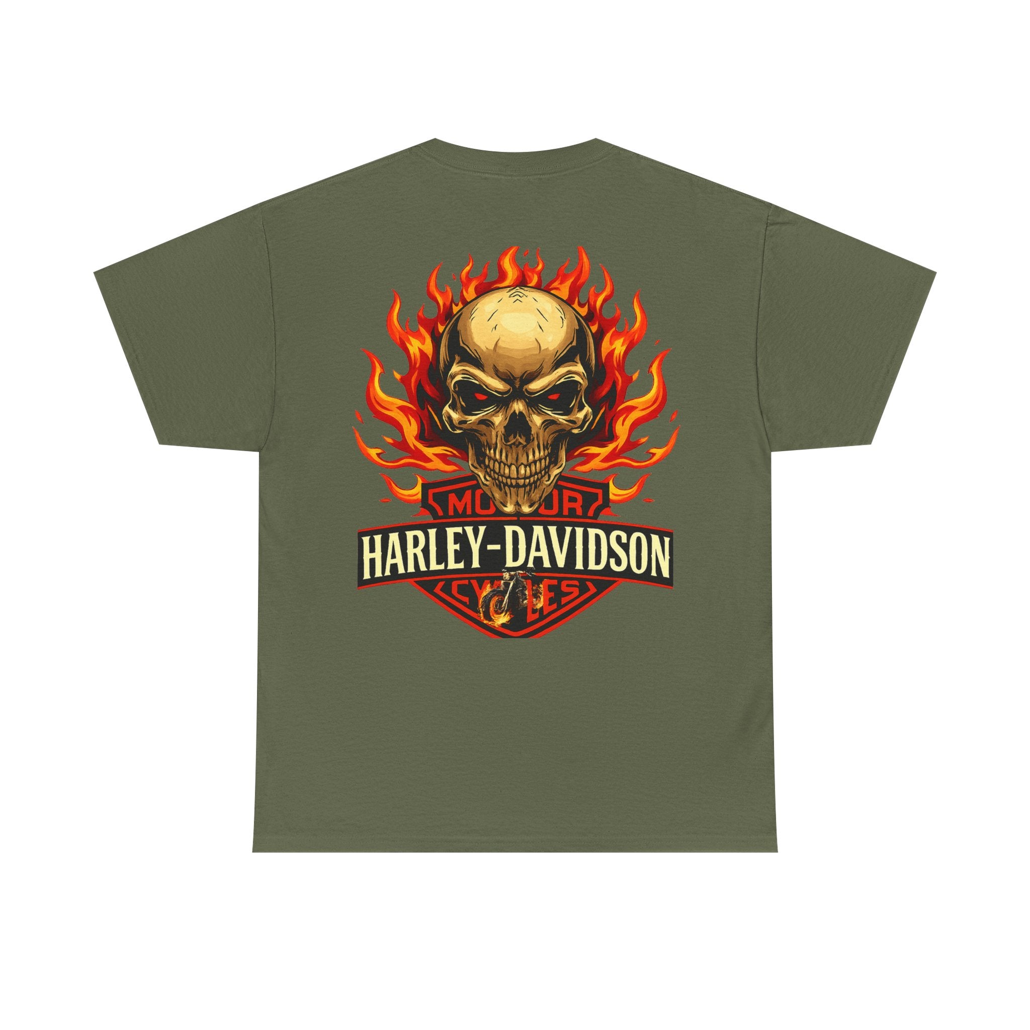 Harley-Davidson Flame Skull Inspired Cotton T-Shirt