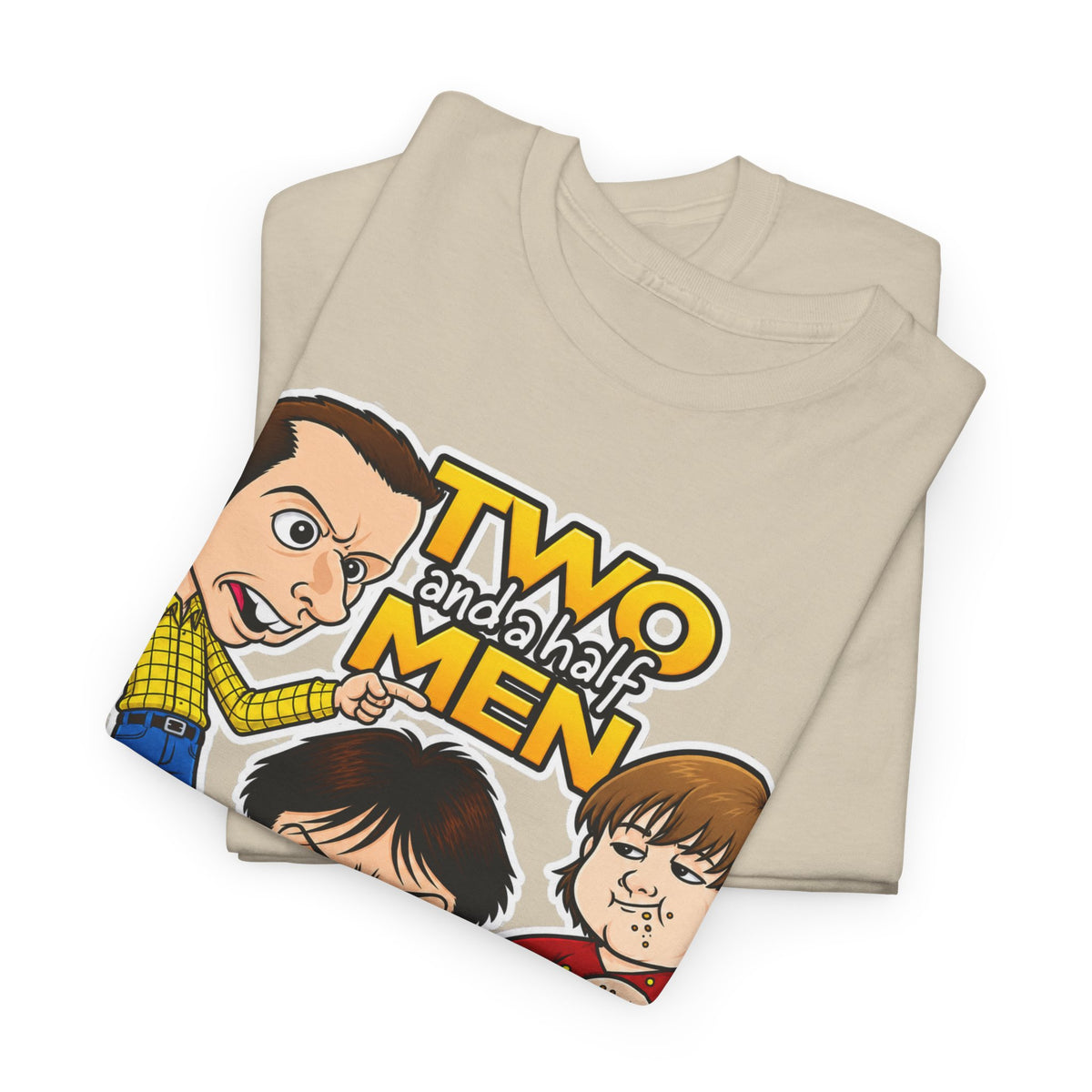 Two and a Half Men Inspired Cartoon Tee — Retro TV Comedy Graphic T-Shirt