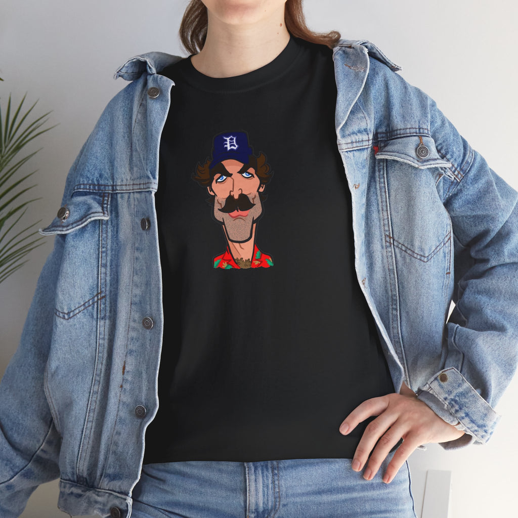 Magnum PI Retro Caricature T-Shirt — Retro Mustache Hat Portrait Tee