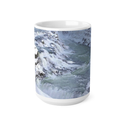 Ceramic Mug — Snowy Waterfall Scenic Coffee Cup (11oz & 15oz)