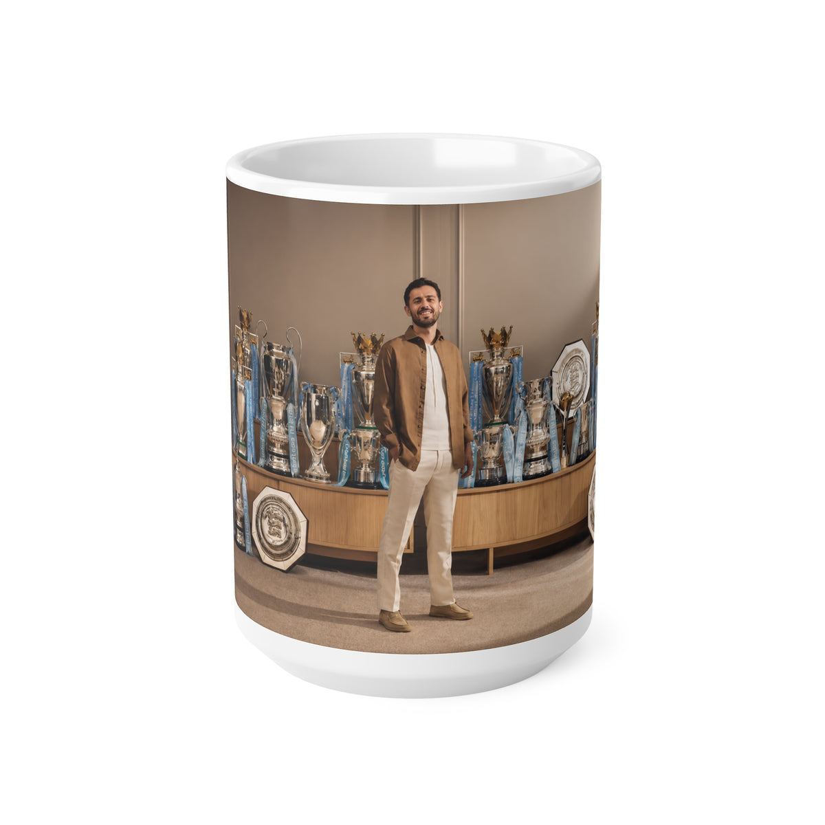 Bernardo Silva Manchester City Trophy Room Coffee Mug — Personalized Photo Ceramic Mug (11oz & 15oz)