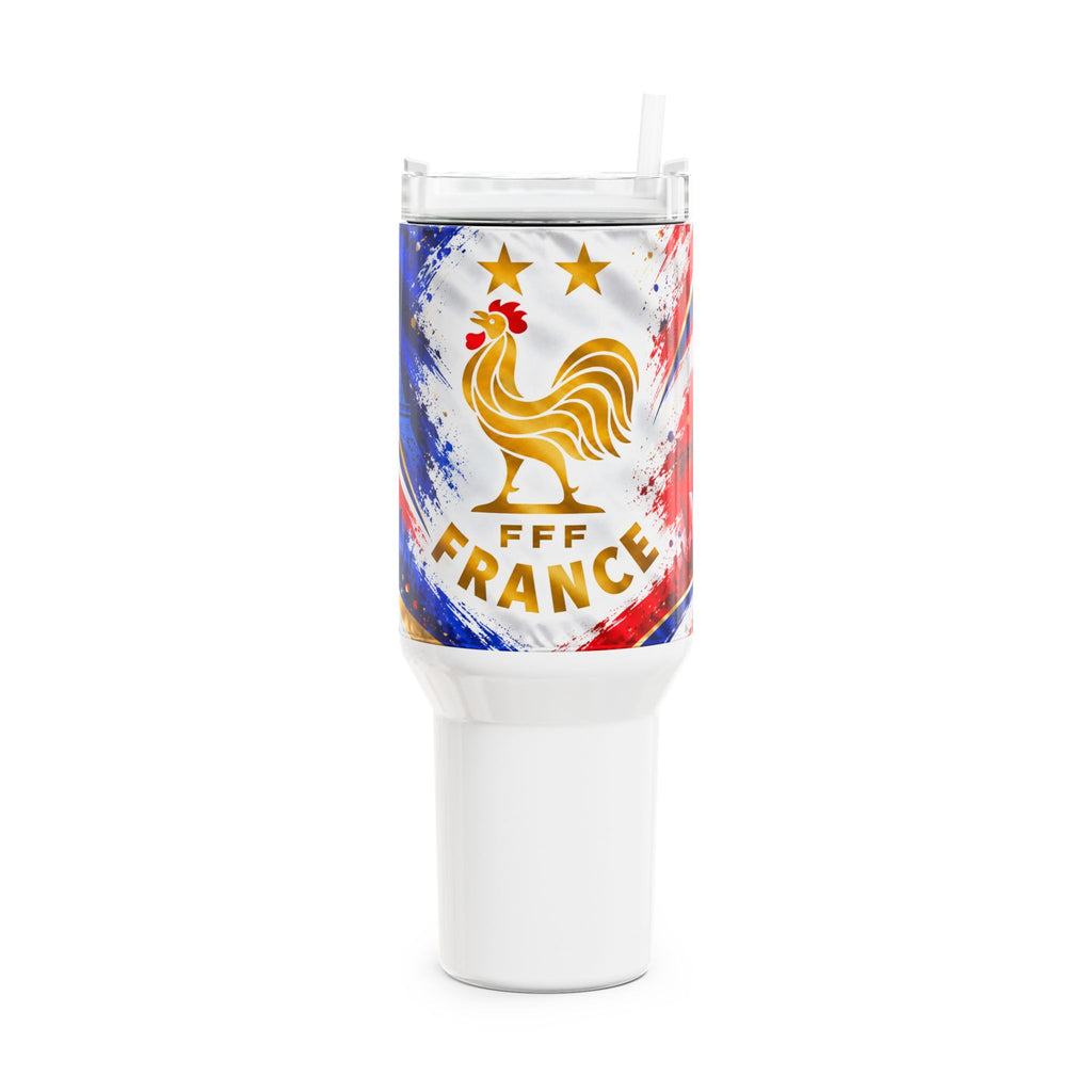 France Rooster 40oz Tumbler – French Flag Travel Cup with Eiffel Tower & Fleur-de-Lis Design