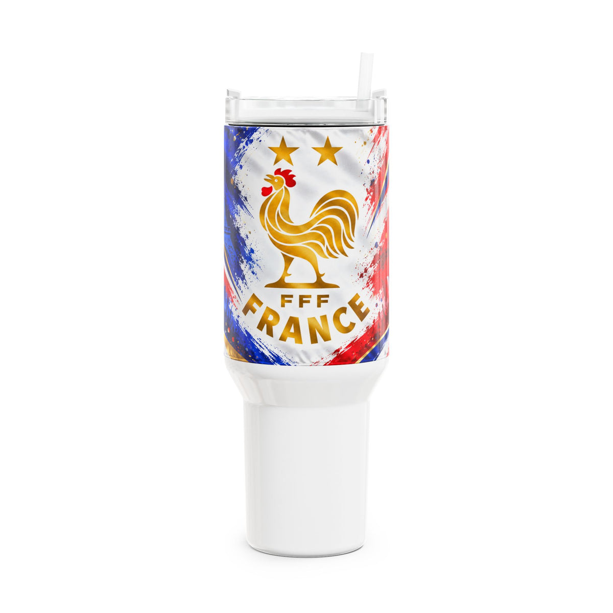 France Rooster 40oz Tumbler – French Flag Travel Cup with Eiffel Tower & Fleur-de-Lis Design