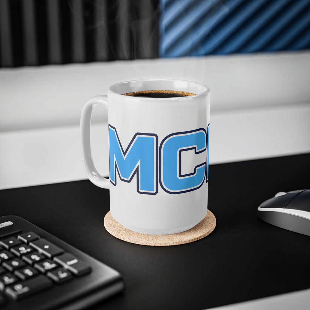Coffee Mug — Bold Blue 'MICE' Retro Block Letter Ceramic Mug (11oz & 15oz)