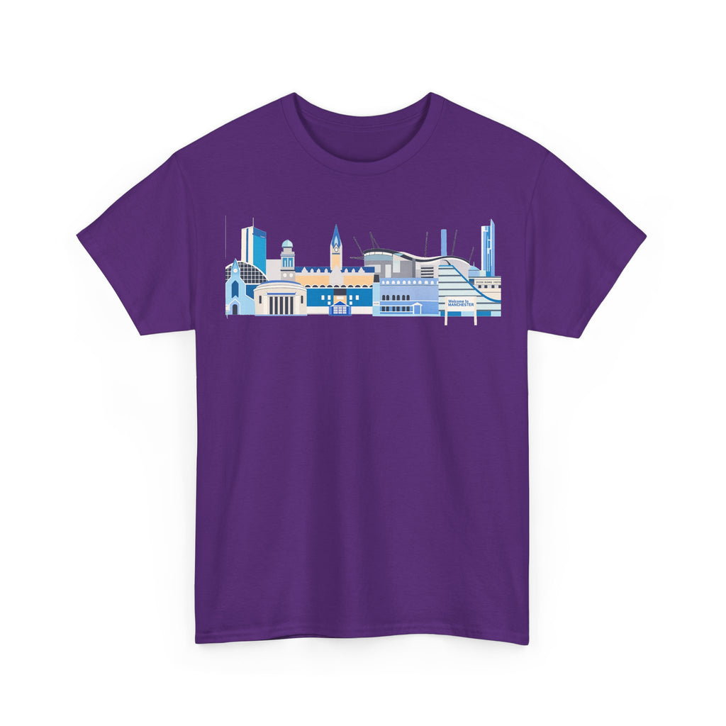 Manchester City Skyline Tee — Minimal Blue Urban Landscape T‑Shirt
