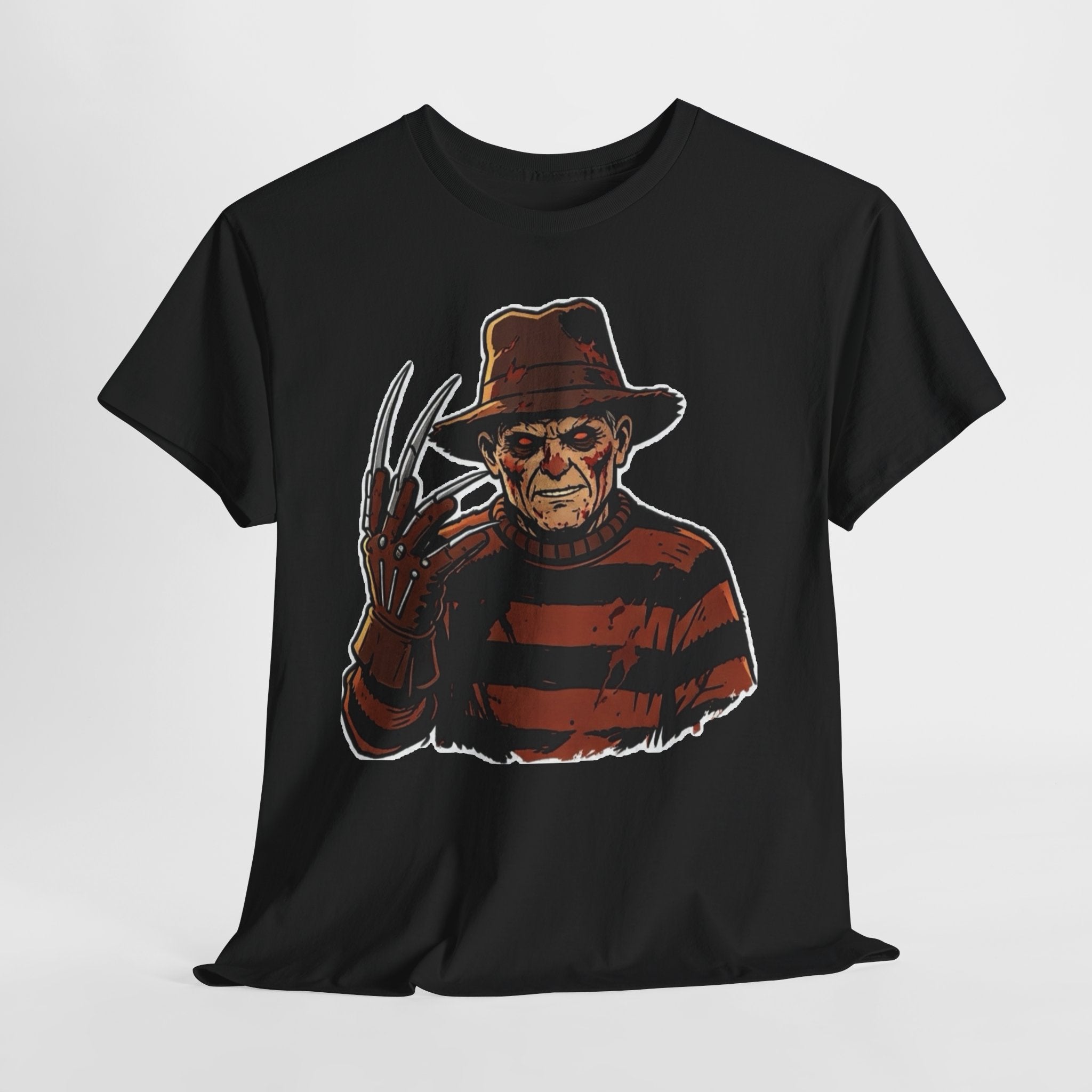 Freddy Krueger Horror Tee — Vintage Striped Nightmare Graphic