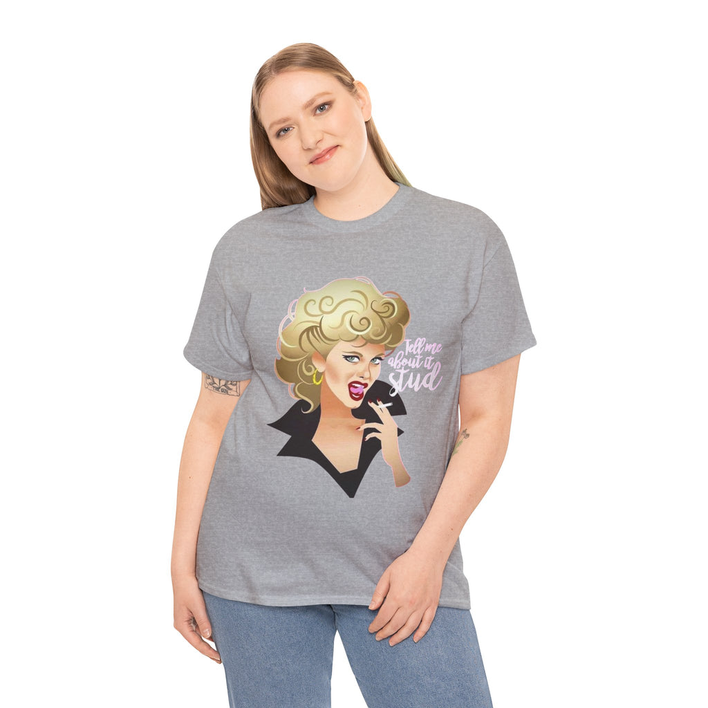 Retro Glam T‑Shirt — 'Tell Me About It, Stud' Vintage Pop Art Tee