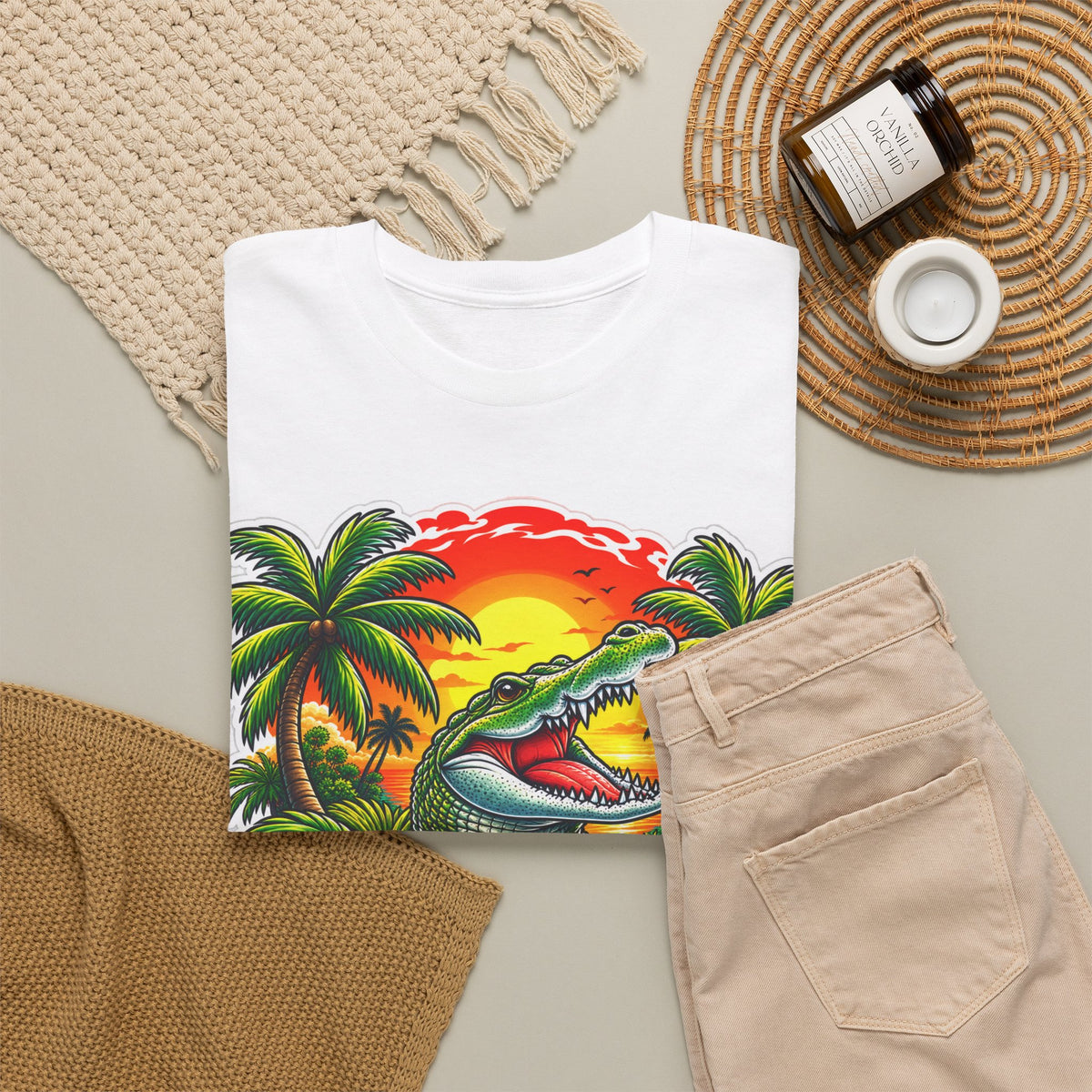 Florida Gator Sunset T-Shirt — Tropical Palm Beach Vacation Tee