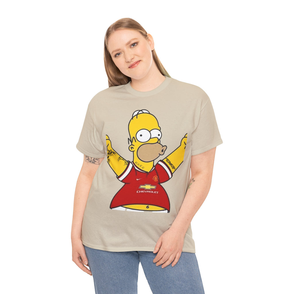 Homer Simpson Manchester Fan T-Shirt — Cartoon Football Supporter Tee