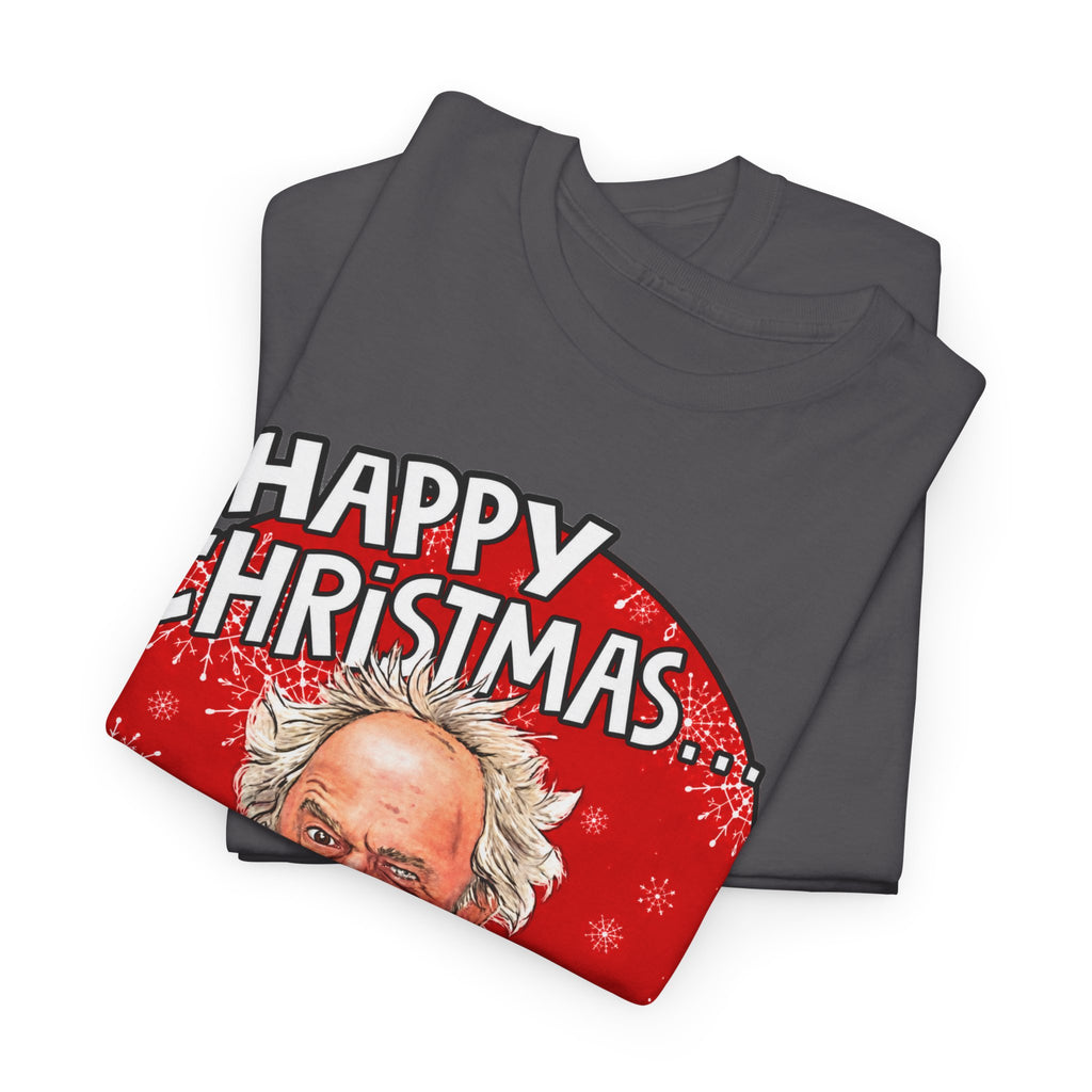 Funny Christmas Tee — “Happy Christmas… Now Feck Off!” Holiday Graphic T-Shirt