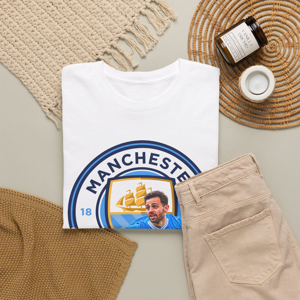 Bernardo SIlva Manchester City legend Cotton T‑Shirt — Blue Crest Football Tee