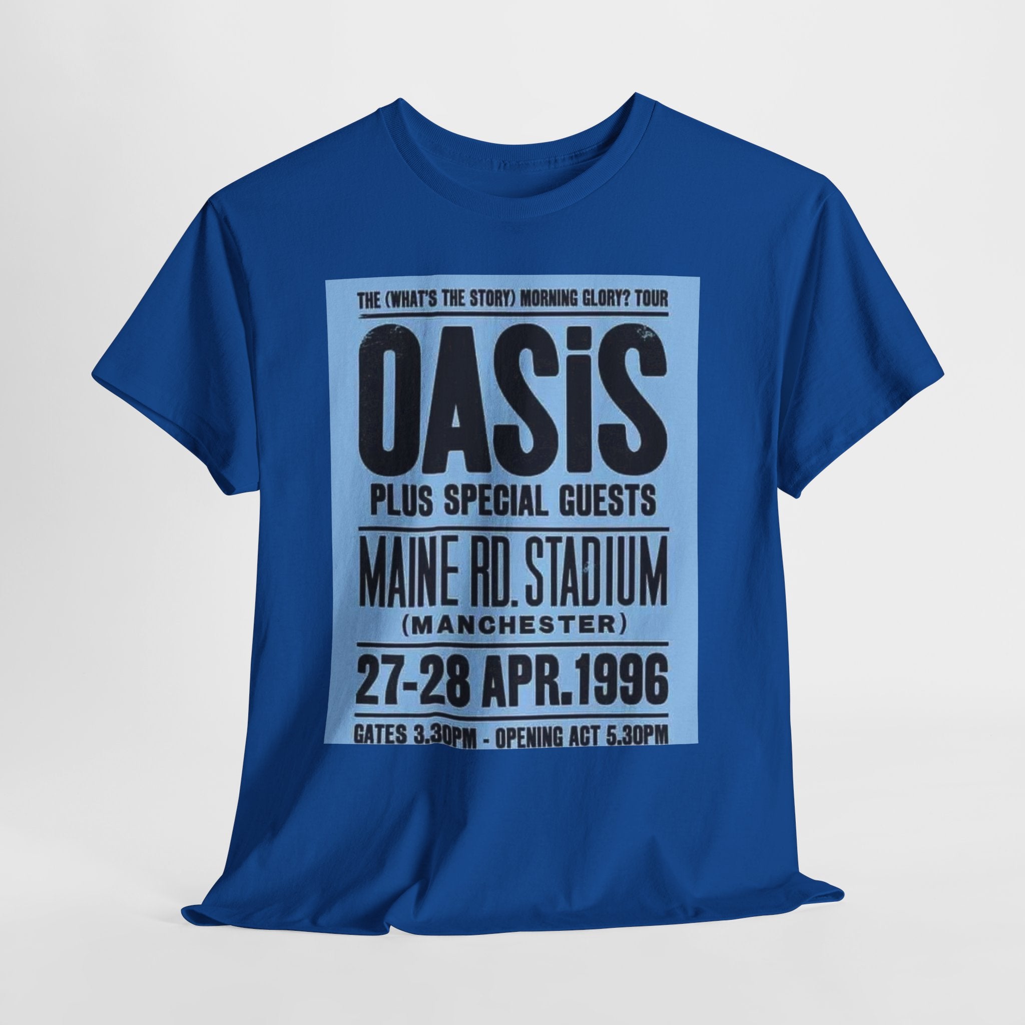 Oasis 1996 Maine Road Tour Poster T‑Shirt — Maine Rd. Stadium Concert Tee