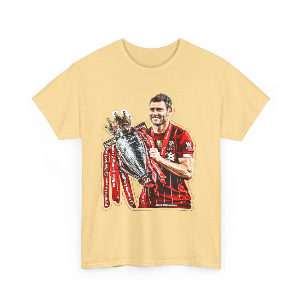 James Milner Liverpool Premier League Champion Trophy T-Shirt — Player Holding Premier Trophy