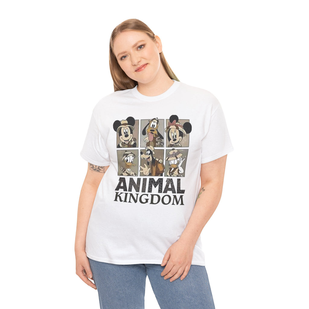 Animal Kingdom Graphic Tee — Vintage Cartoon Character Panel