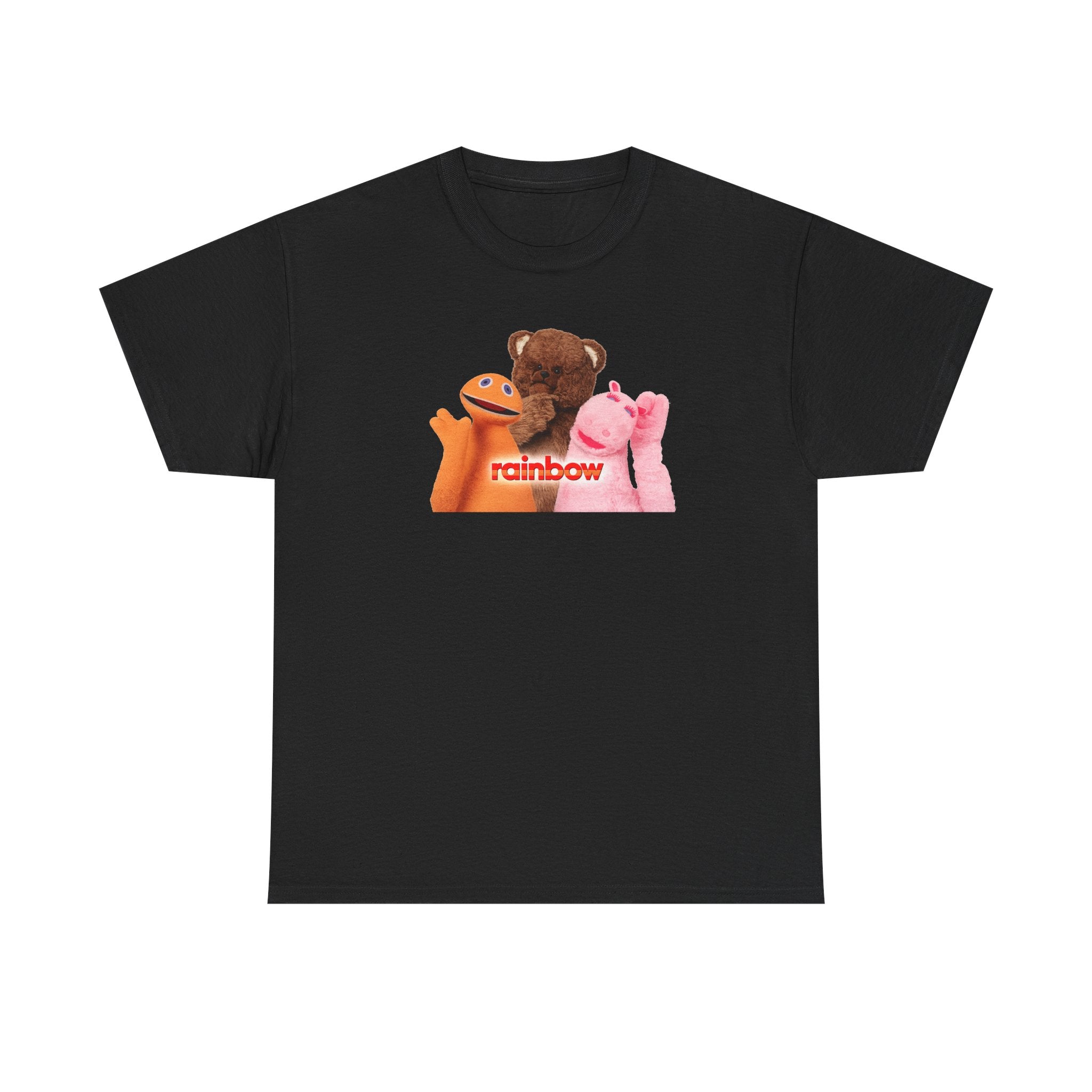 Rainbow Kids TV Zippy, George and Bungle Puppets T-Shirt — Cute Teddy & Hand Puppets Graphic Tee