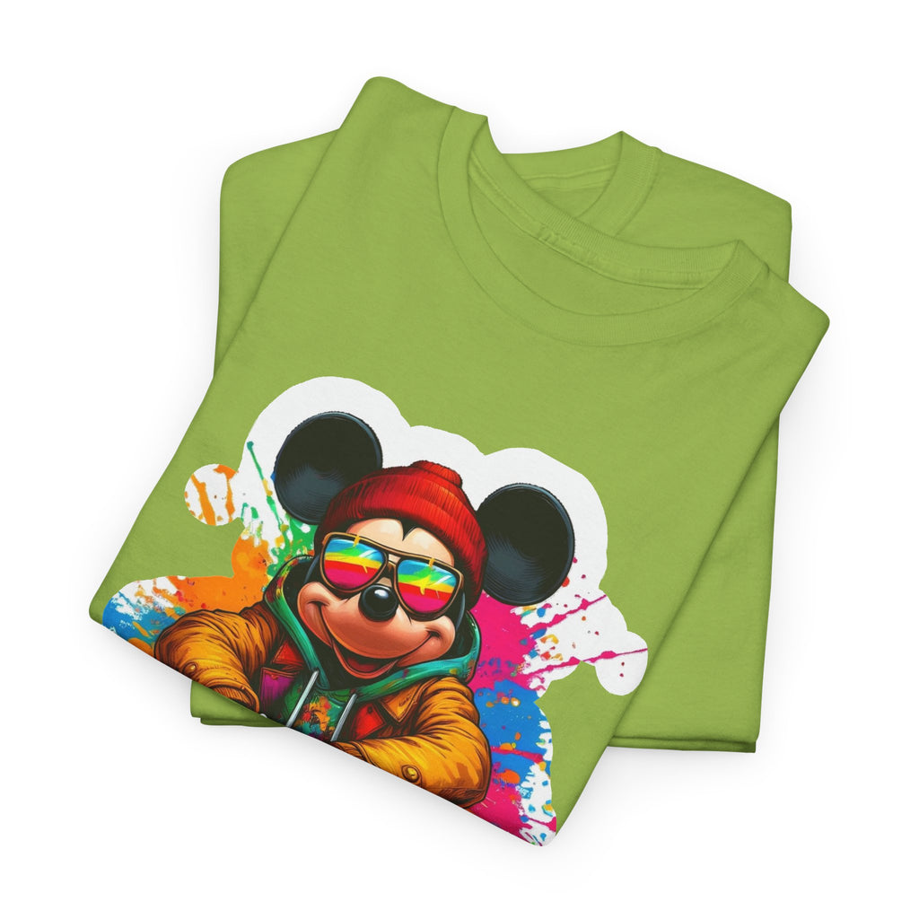 Streetwear Mouse Graphic Tee — Colorful Urban Hip-Hop Cartoon Shirt